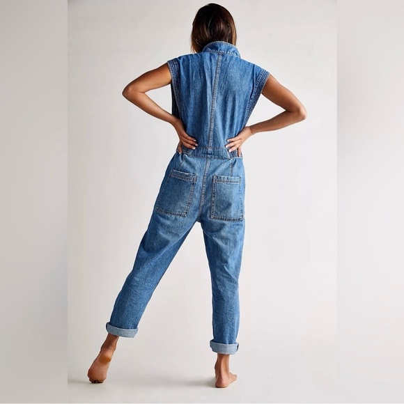 We The Free x Free People Sydney Coverall in Breezy Blue - Picture 3 of 9